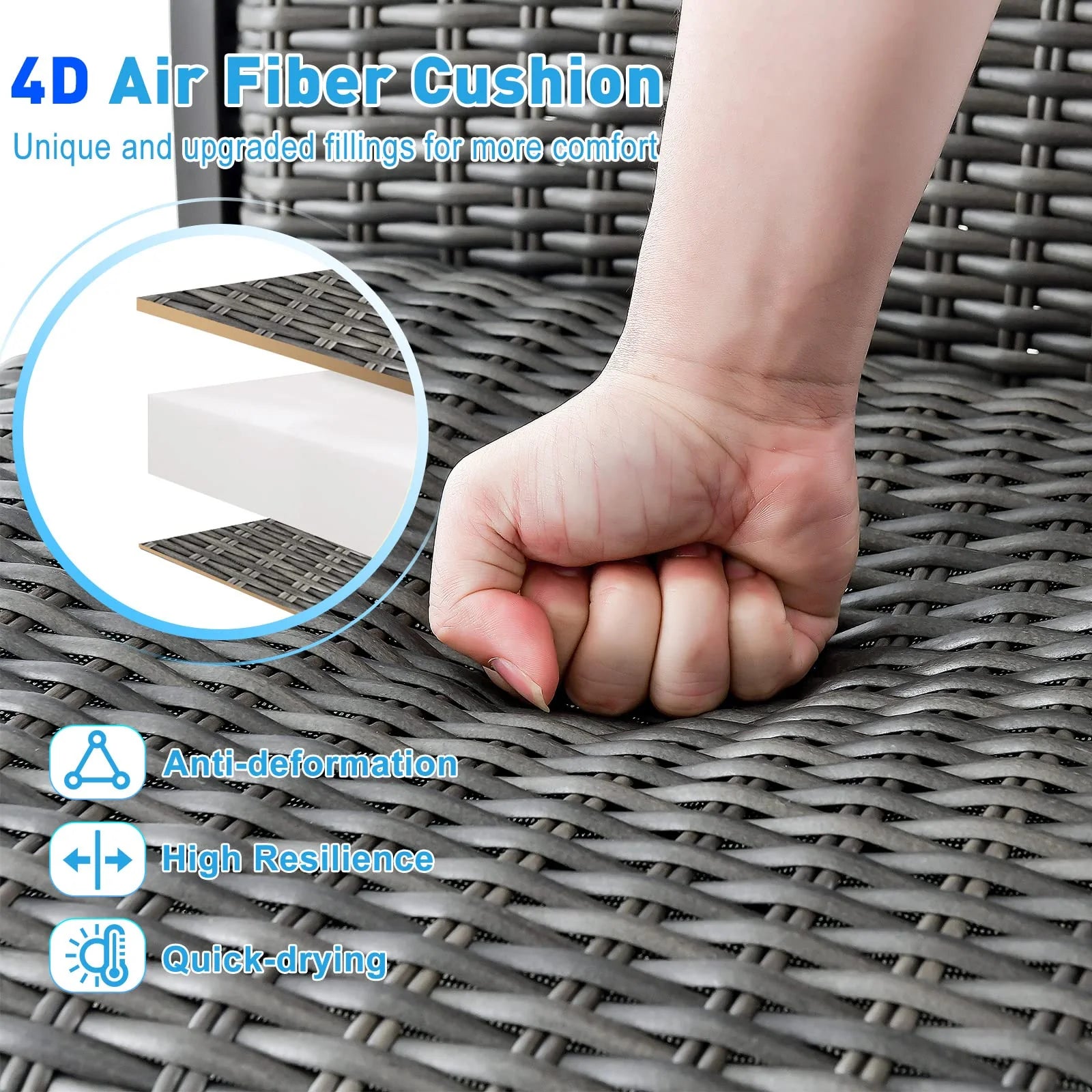 Tangkula Patio Swivel Bar Chairs Set of 2, Aluminum 360 Swiveling Bar Height Chair with 4D Air Fiber Cushion