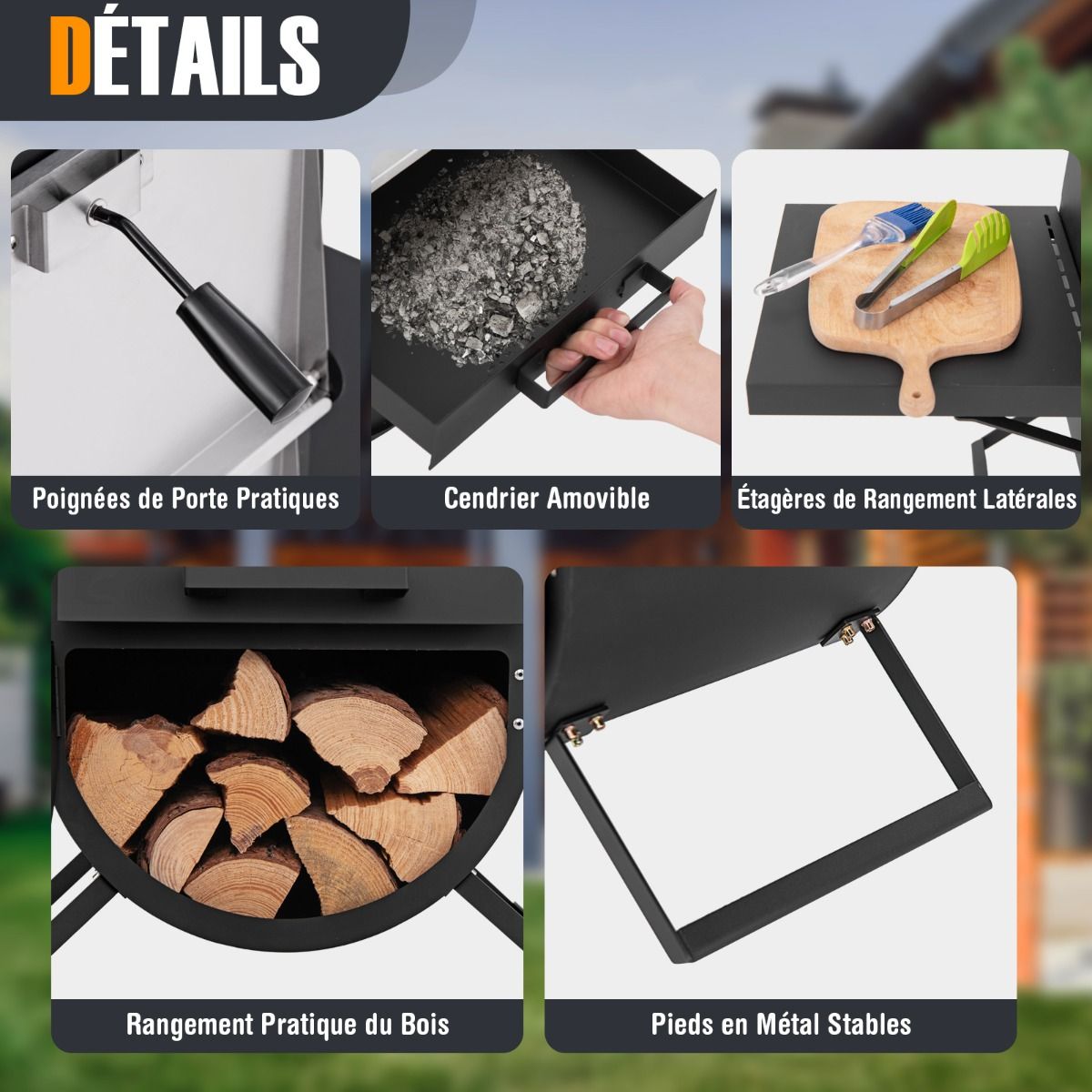 Four Pizza au Feu de Bois d'Extrieur Housse en Tissu Oxford Pierre Pizza de 31 cm Pelle Pizza Grille de Cuisson -