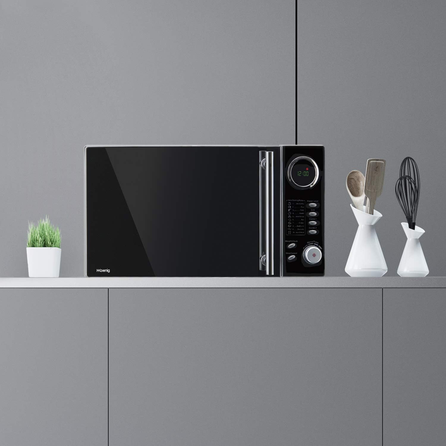 H.Koenig Compact Design Microwave 20L VIO4, Powerful 700W, Turntable 24.5 cm, Multifunction 5 Heating Levels and Defrost Function, Timer up to 30 min, Fast, Worktop