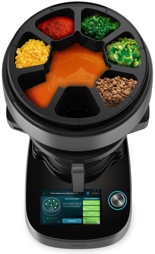 Cecotec Robot de Cuisine Mambo Black. 23 Fonctions, 10 Niveaux de Température, 1700W, 2,5 kg de Pâte, Cruche de 3,3L, 10 Vitesses, Minuterie, Température Réglable de 37 °C à 120 °C